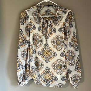 White House Black Market print blouse size S